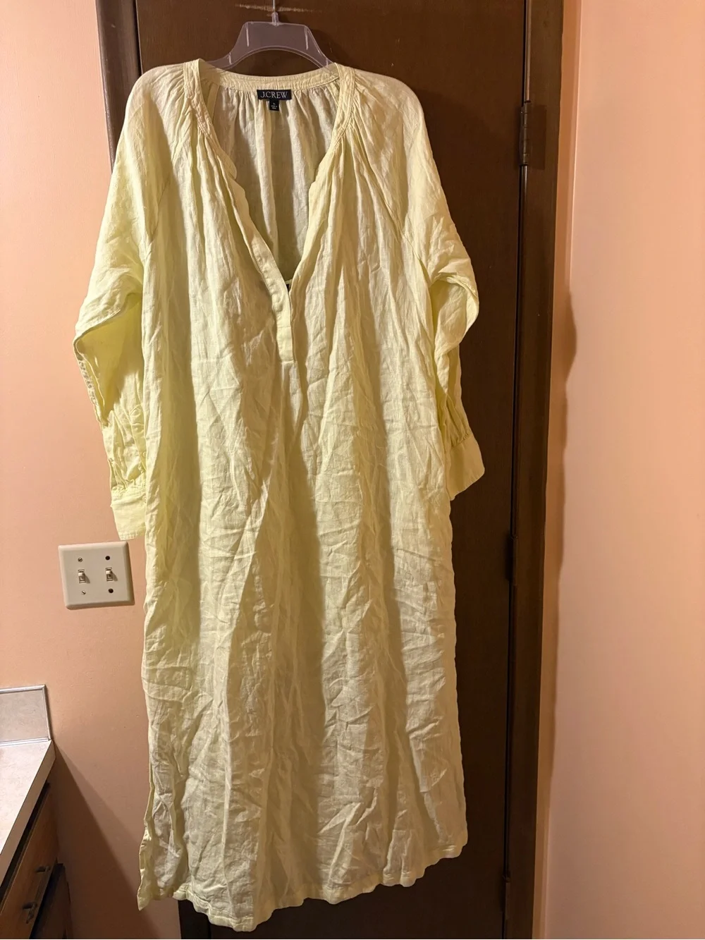 J. Crew Linen Cabana Maxi Dress in Yellow
